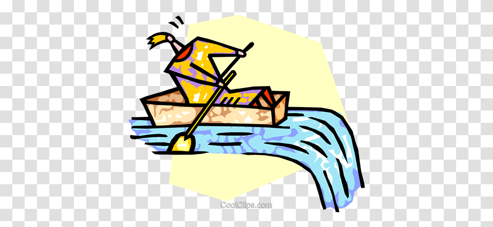 Trying To Row Away From A Waterfall Royalty Free Vector Clip Art, Vehicle, Transportation, Boat, Watercraft Transparent Png
