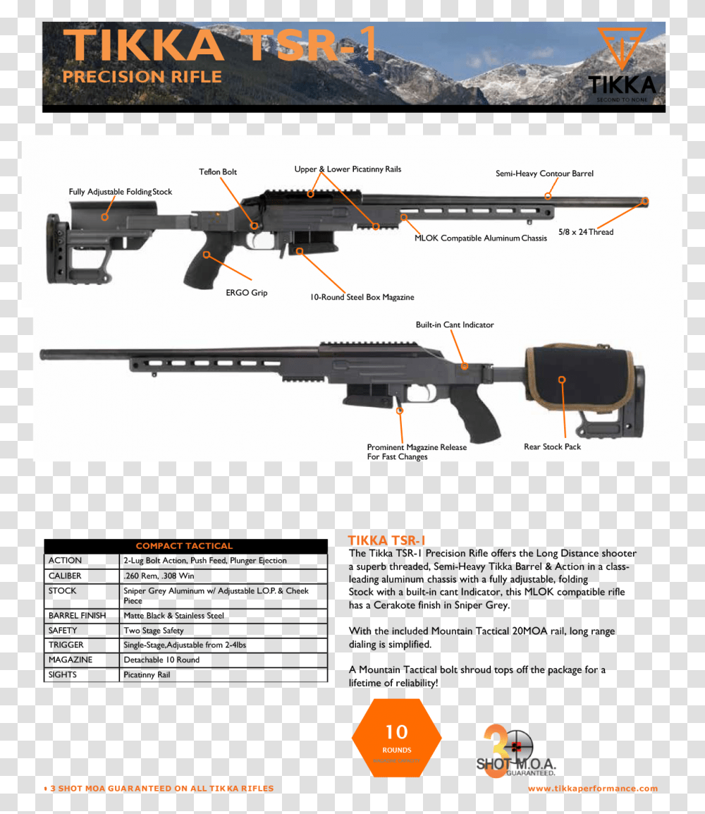 Tsr 1 Sell Sheet3 Tikka T3 Precision, Gun, Weapon, Weaponry, Rifle Transparent Png