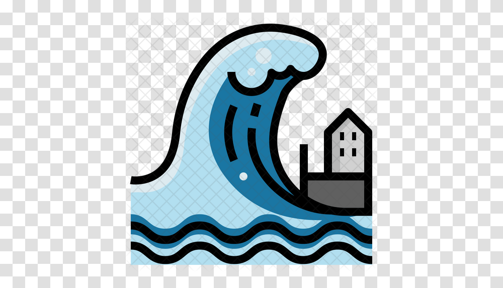 Tsunami Icon Of Colored Outline Style Horizontal, Nature, Outdoors, Sea, Water Transparent Png