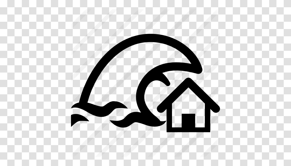 Tsunami Insurance Symbol Of A Home And A Big Ocean Wave, Gray, World Of Warcraft Transparent Png