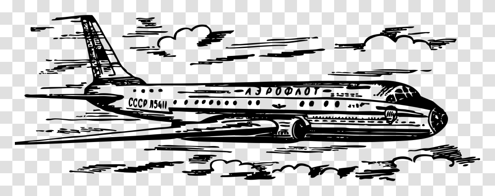 Tu 104 Airplane Clip Arts Transportation Air Black And White, Gray, World Of Warcraft Transparent Png