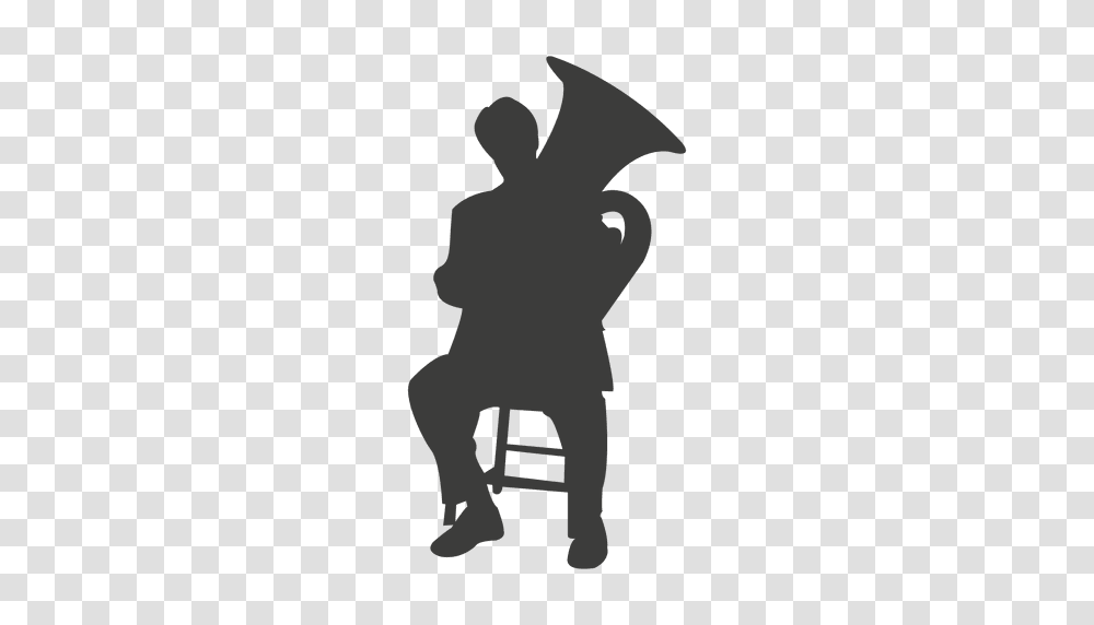 Tuba Player Silhouette, Horn, Brass Section, Musical Instrument, Euphonium Transparent Png