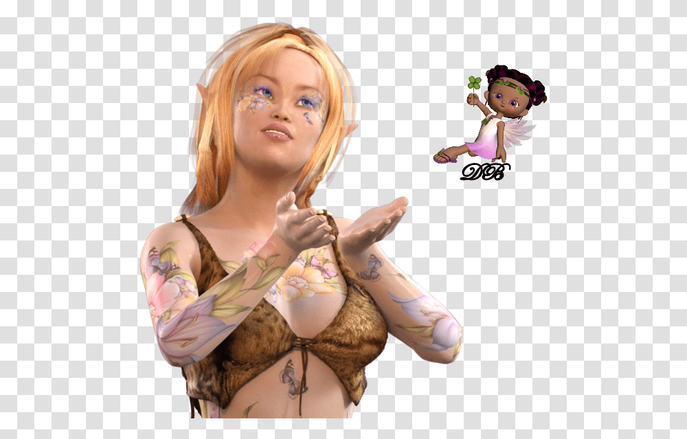 Tube Elfe Femme 3d Tatouage Fantasy Tube Fe Cookie, Skin, Person, Human, Tattoo Transparent Png