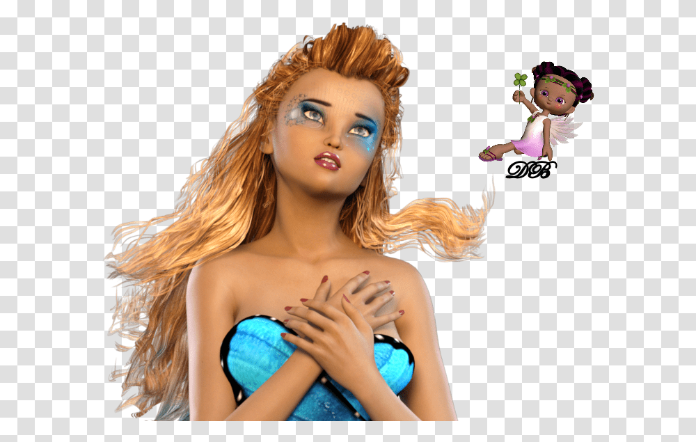 Tube Femme Feriquefantasy Robe Papillon 3d Girl, Person, Toy, Finger Transparent Png