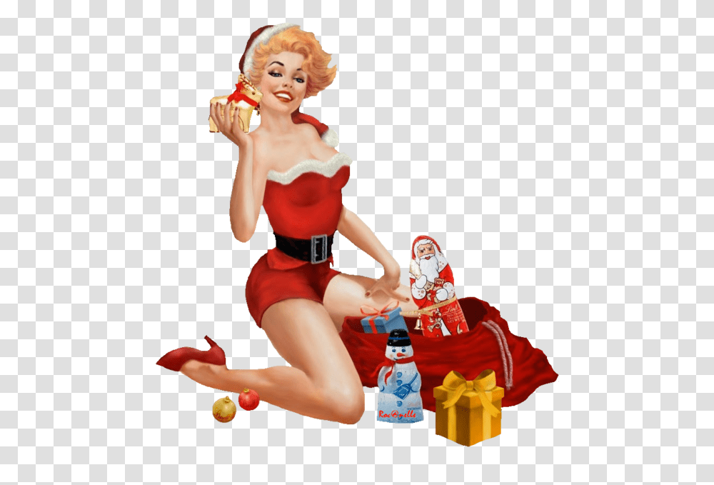 Tube Femme Noel Christmas Pin Up Girl, Figurine, Person, Toy Transparent Png