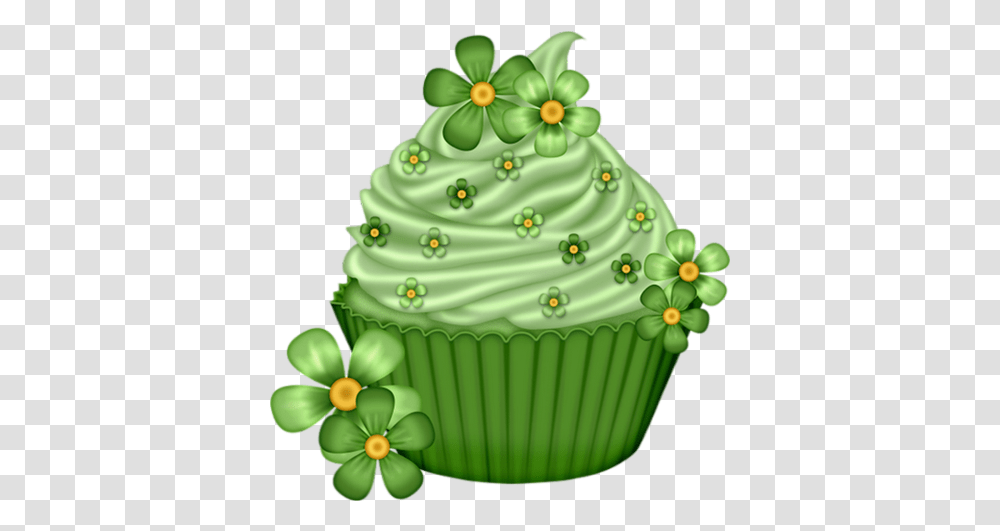 Tube St Patrick Happy Birthday Cupcake Clipart 460x470 St Patricks Day Cupcake Clipart, Cream, Dessert, Food, Creme Transparent Png