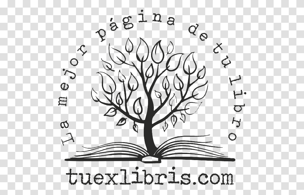 Tuexlibris Tree Coming Out Of A Book, Silhouette, Stencil, Plant Transparent Png
