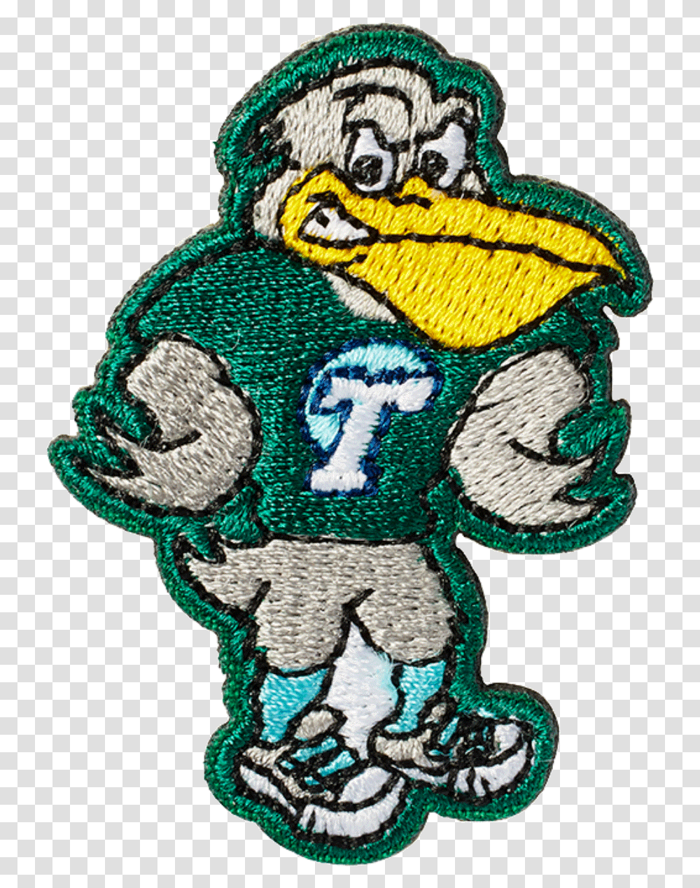 Tulane Pelican Sticker Patch Cartoon, Embroidery, Pattern, Alphabet Transparent Png