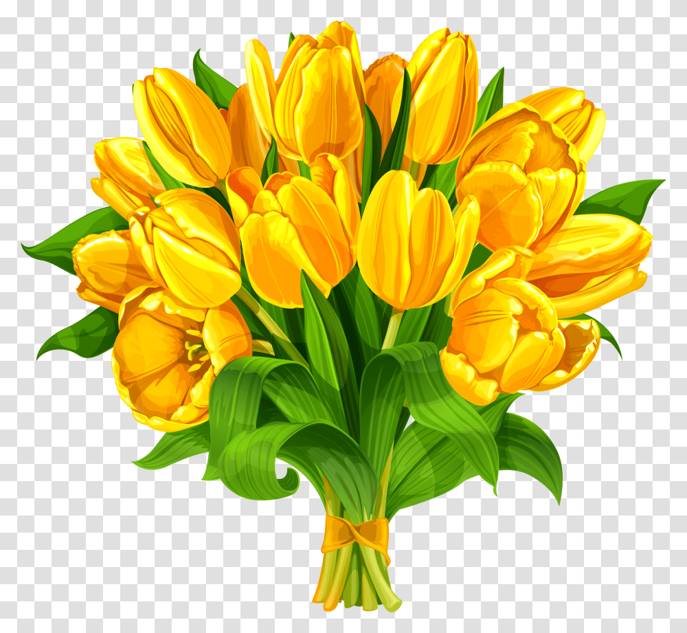 Tulip Flower Bouquet Yellow Yellow Flowers Bouquet Clipart Bouquet Of Yellow Tulips, Plant, Blossom, Flower Arrangement, Petal Transparent Png