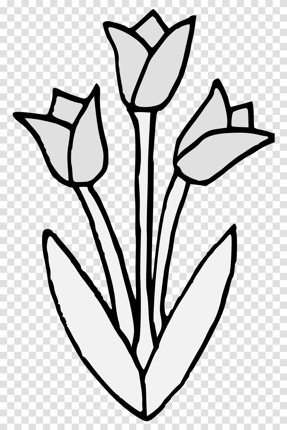 Tulip Traceable Heraldic Art Floral, Plant, Flower, Blossom, Petal Transparent Png