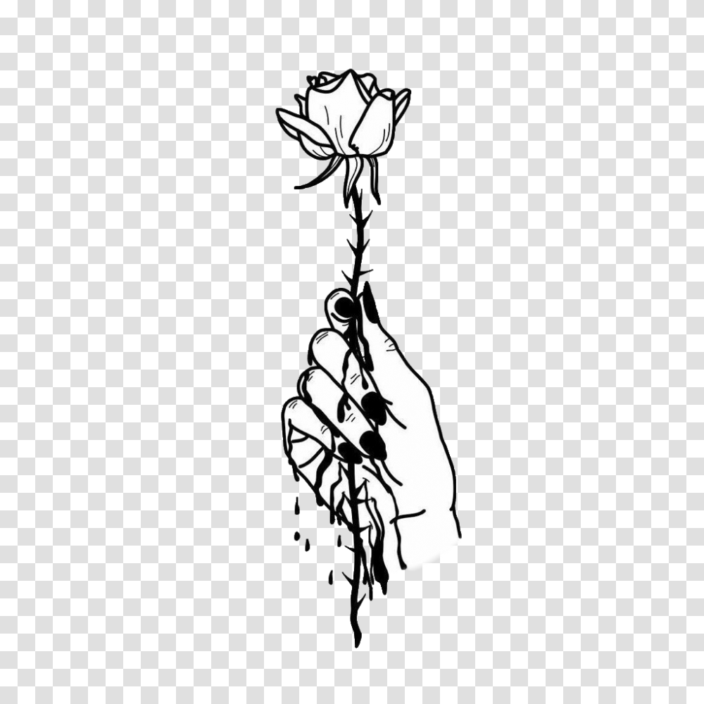 Tumblr Arm Arms Rose Roses Flower Flowers Blackandwhite, Stencil, Hand Transparent Png