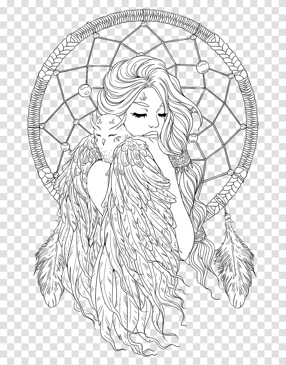 Tumblr Coloring Pages Coloring Pages For Adults Dream Catchers, Drawing, Doodle, Face Transparent Png