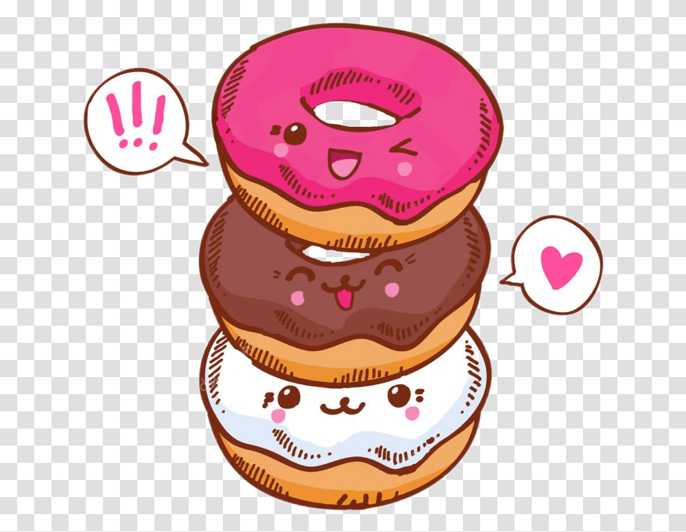 Tumblr Donuts Cute Pink Kawaii Cute Donuts, Dessert, Food, Pastry, Birthday Cake Transparent Png