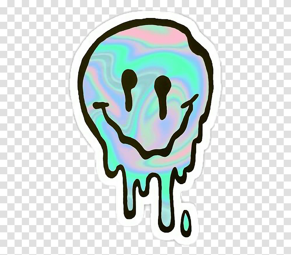 Tumblr Holographic Hologram Face Freetoedit Trippy Melted Smiley Face, Hand Transparent Png
