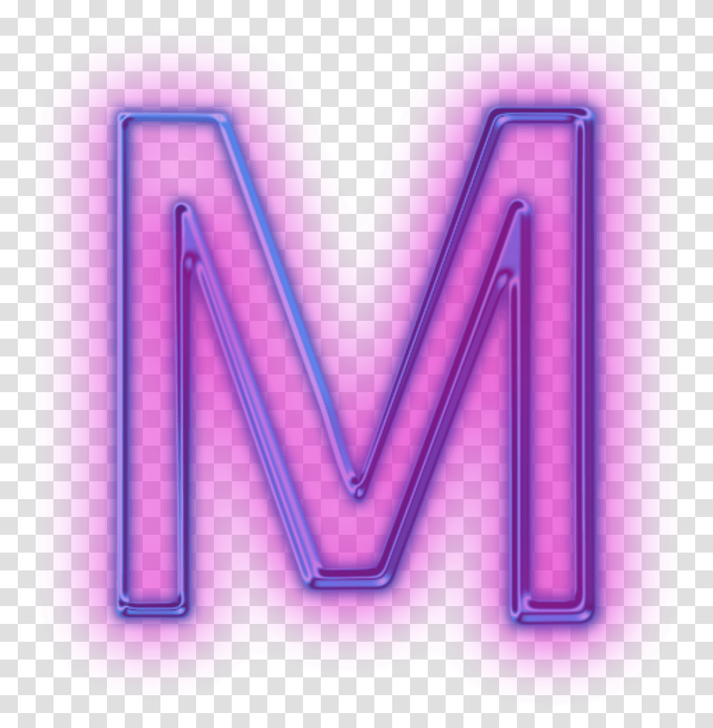 Tumblr Purple Mor M Neon Hologram Purple M, Alphabet, Heart Transparent Png