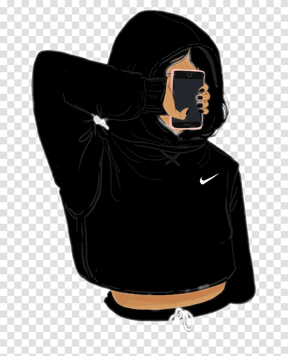 Tumblr Tumblrgirl Nike Black Draw Lower Price With Black Tumblr Girl Drawings, Sleeve, Long Sleeve, Person Transparent Png