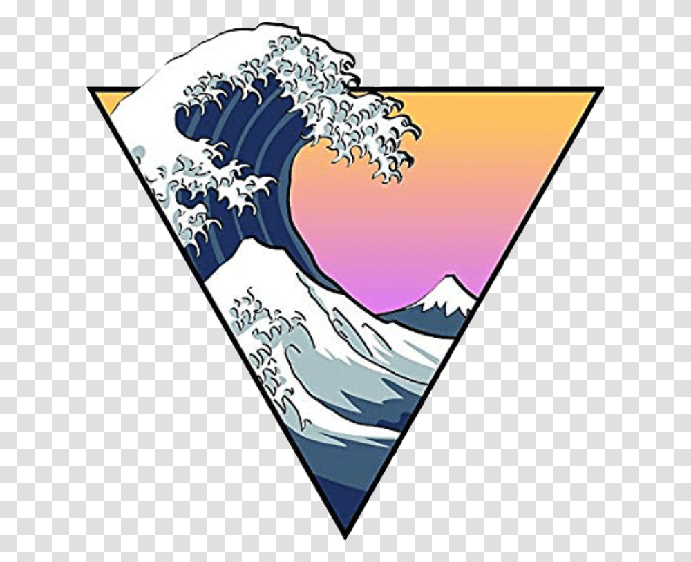 Tumblr Wave Aesthetic Blue Pink Orange Interesting Aesthetic Wave Sticker, Sea, Outdoors Transparent Png