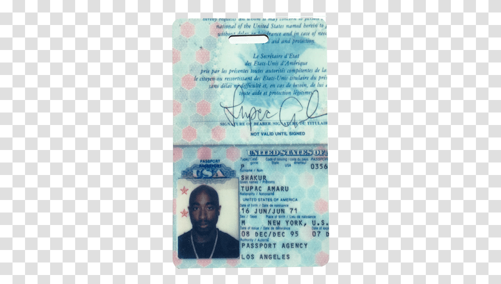 Tupac Passport, Person, Human, Id Cards Transparent Png
