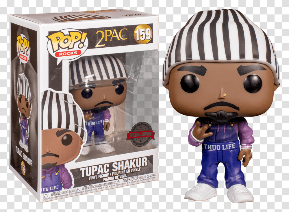 Tupac Shakur In Thug Life Overalls Pop Vinyl Figure Tupac Pop, Toy, Figurine, Person, Plush Transparent Png