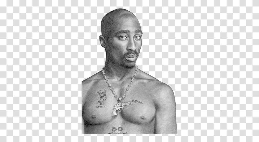 Tupac Shakur Tupac No Background Black And White, Person, Human, Pendant, Skin Transparent Png