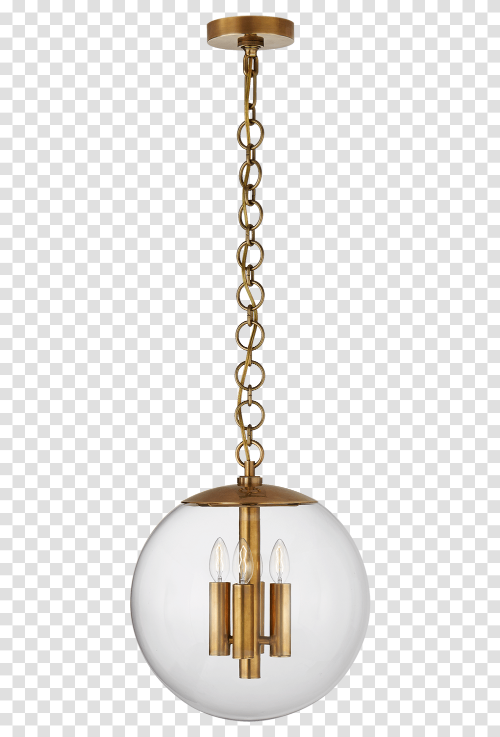 Turenne Medium Globe Pendant, Chain, Lamp, Gold Transparent Png