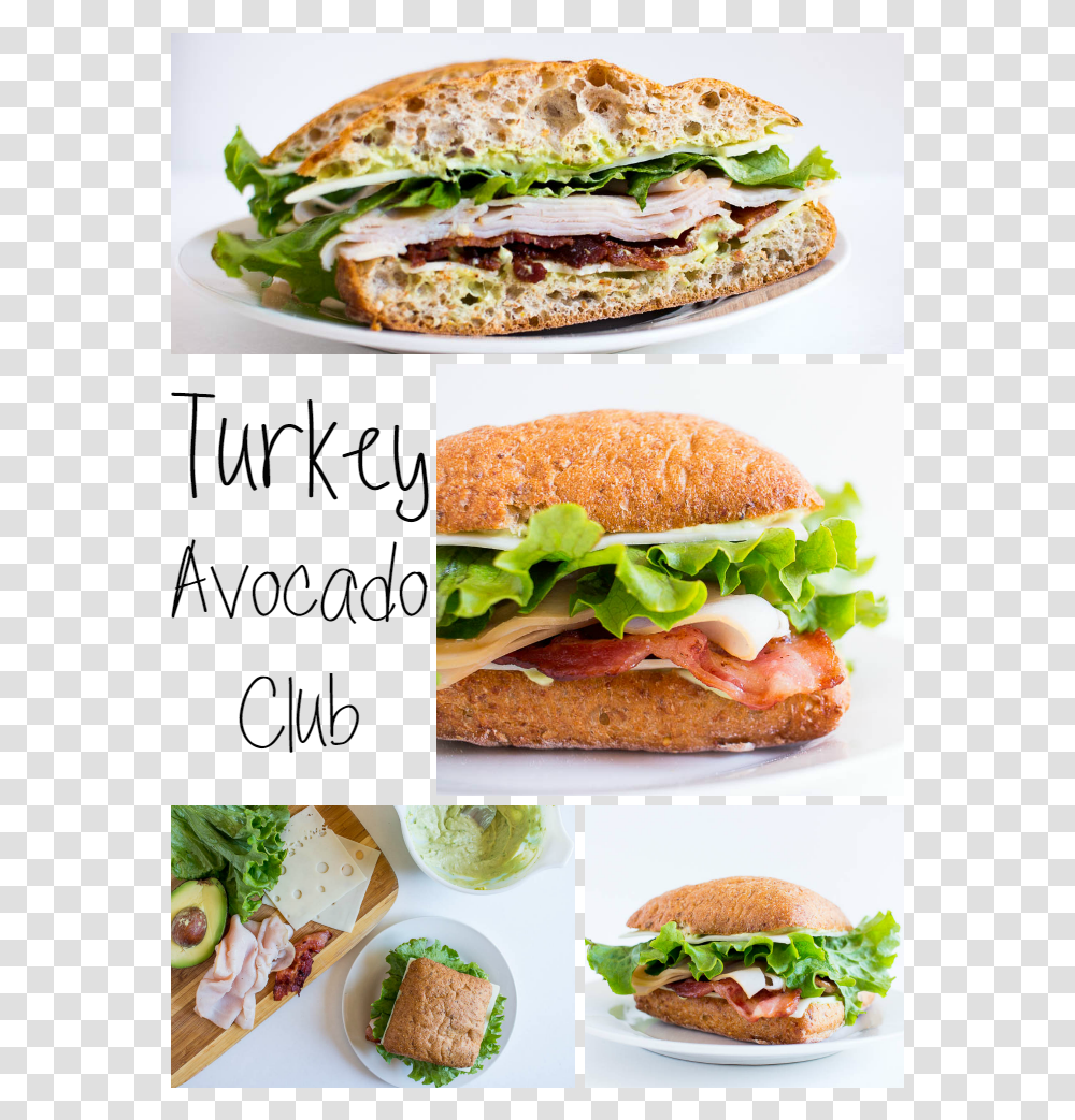 Turkey Avocado Club Turkey Club Sandwich Fresh Turkey Fast Food, Burger, Lunch, Meal, Plant Transparent Png