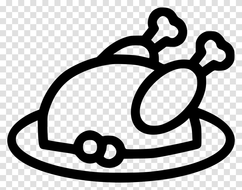 Turkey Meat Dinner Feast Black And White Thanksgiving Icon, Stencil, Lawn Mower, Tool Transparent Png