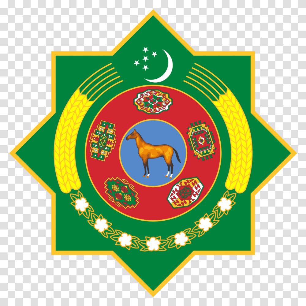 Turkmenistan Coat Of Arms, Outdoors, Logo, Antelope Transparent Png