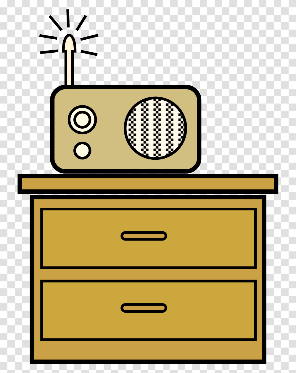 Turn On The Radio Cartoon Clipart Download Radio Cartoon, Furniture, Drawer, Cabinet Transparent Png