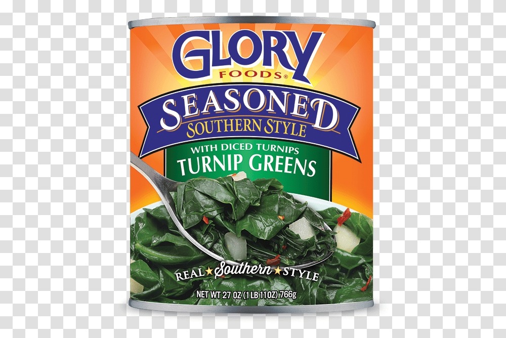 Turnip Greens With Diced Turnips Glory Seasoned Collard Greens, Plant, Spinach, Vegetable, Food Transparent Png