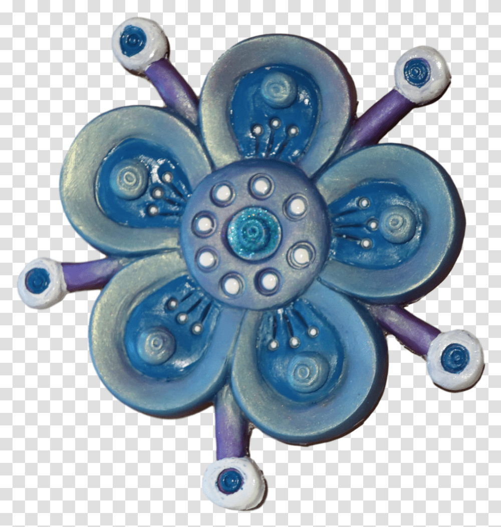 Turquoise Blue Funky Flower Fridge Magnet Motif, Toy, Pattern, Ornament, Fractal Transparent Png