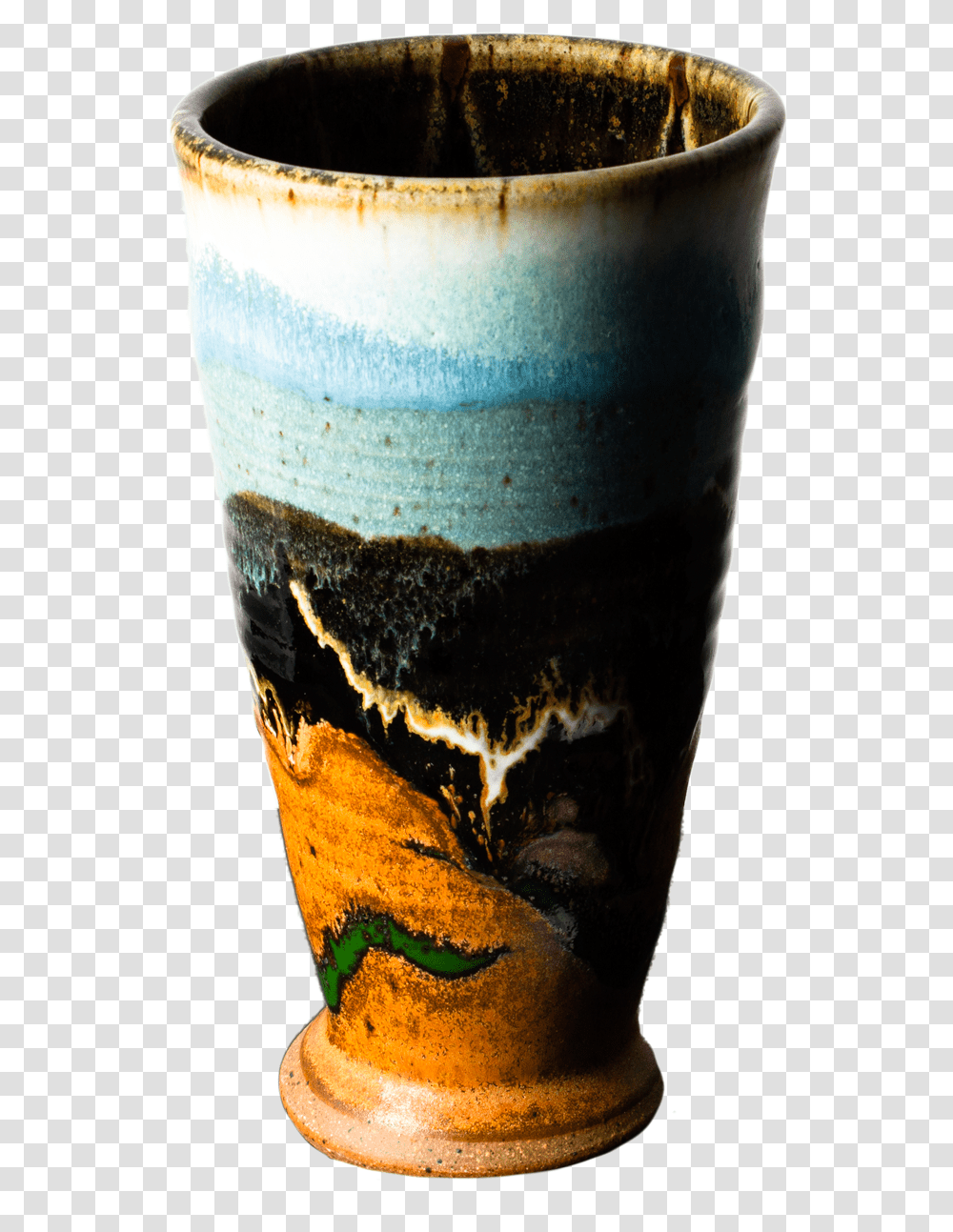 Turquoise Brown Handmade Pottery Beer Stein Front View Pint Glass, Milk, Beverage, Alcohol, Jar Transparent Png