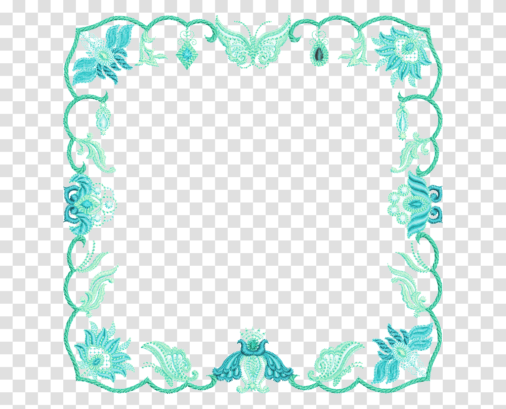 Turquoise Frame Image Background Border Of Jewel Design, Lace, Pattern Transparent Png