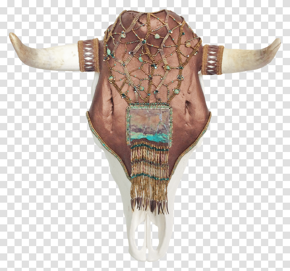 Turquoise Fringe Cow Skull Cattle, Bull, Mammal, Animal, Person Transparent Png