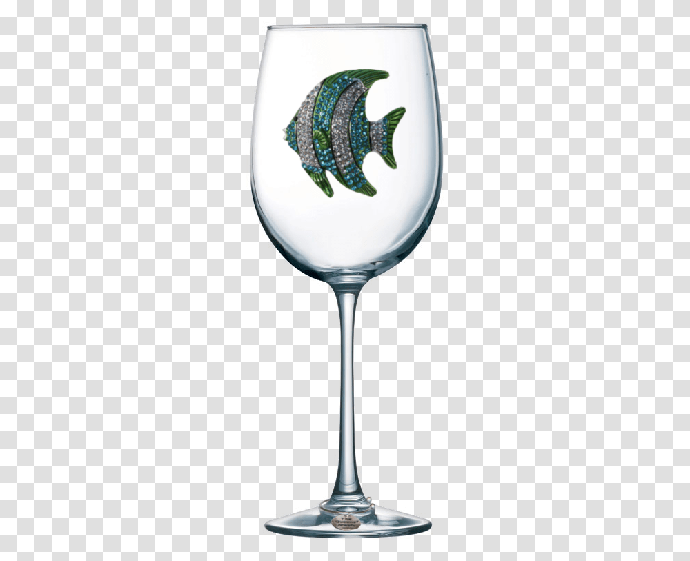 Turquoise Tropical Fish Jeweled Stemmed Wine Glass Etching Wine Glass Mom, Goblet, Cocktail, Alcohol, Beverage Transparent Png