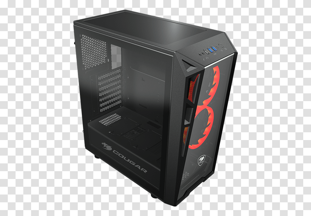 Turret Tempered Glass No Psu Atx Black Mid Tower Cougar Turret Atx Mid Tower Case, Computer, Electronics, Hardware, Microwave Transparent Png