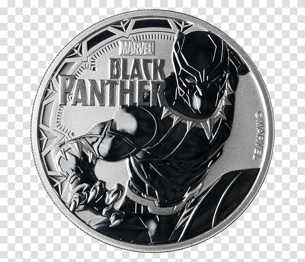 Tuvalu 1 Ounce Silver Marvel Series Circle Black Panther Logo, Helmet, Clothing, Apparel, Coin Transparent Png