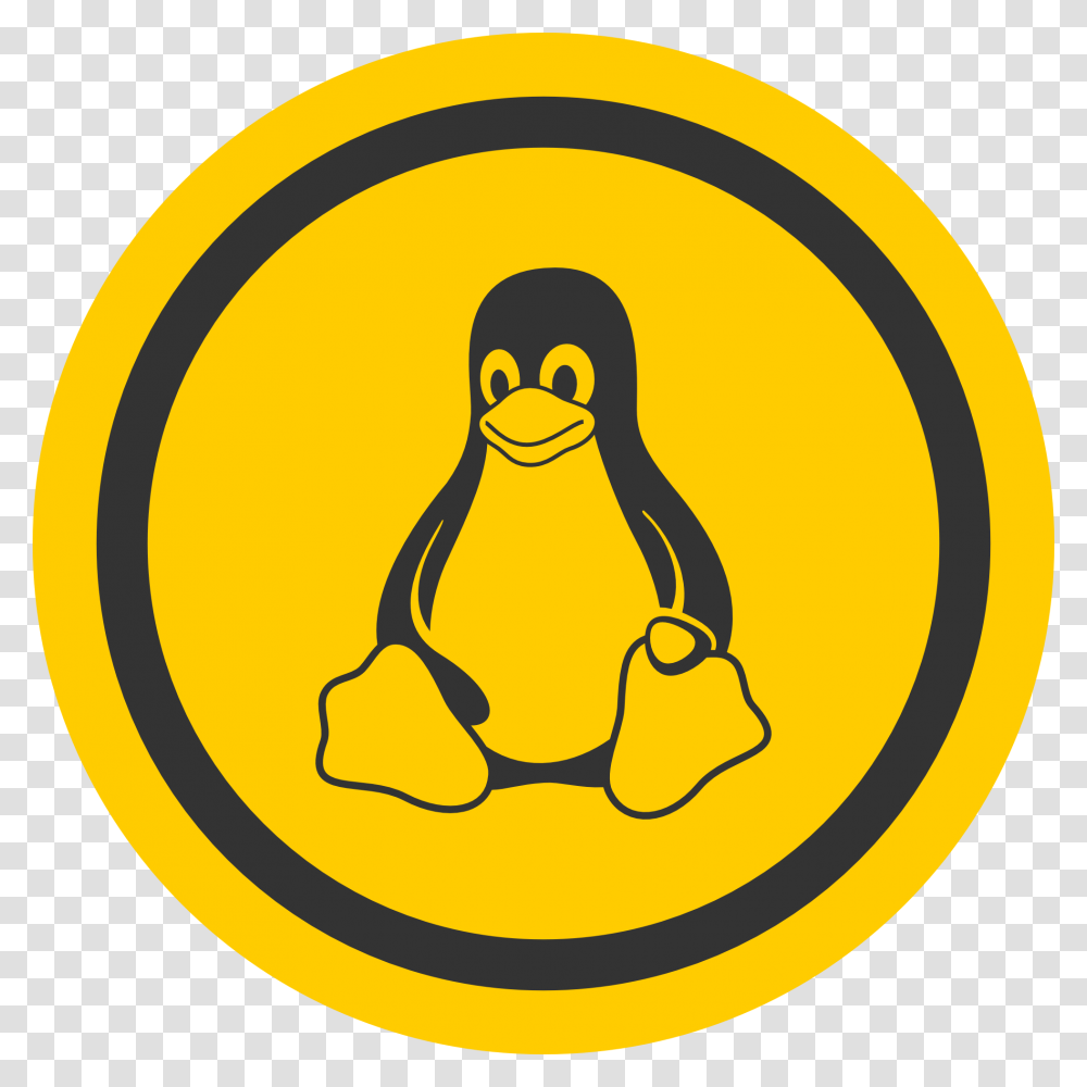 Tux Badge Orange Linux Logo, Label, Bird, Animal Transparent Png