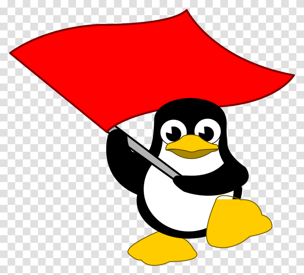 Tux Flag Linux Penguin Red Waving Linux Flag, Bird, Animal, Pirate, Angry Birds Transparent Png