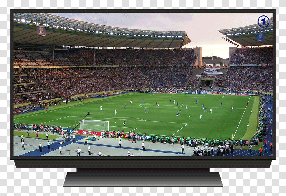 Tv Partido De Futbol, Building, Person, Human, Stadium Transparent Png