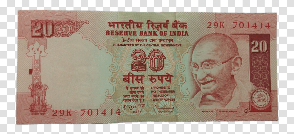 Twenty Rupee Note Clip Arts Indian Currency, Person, Human, Money Transparent Png