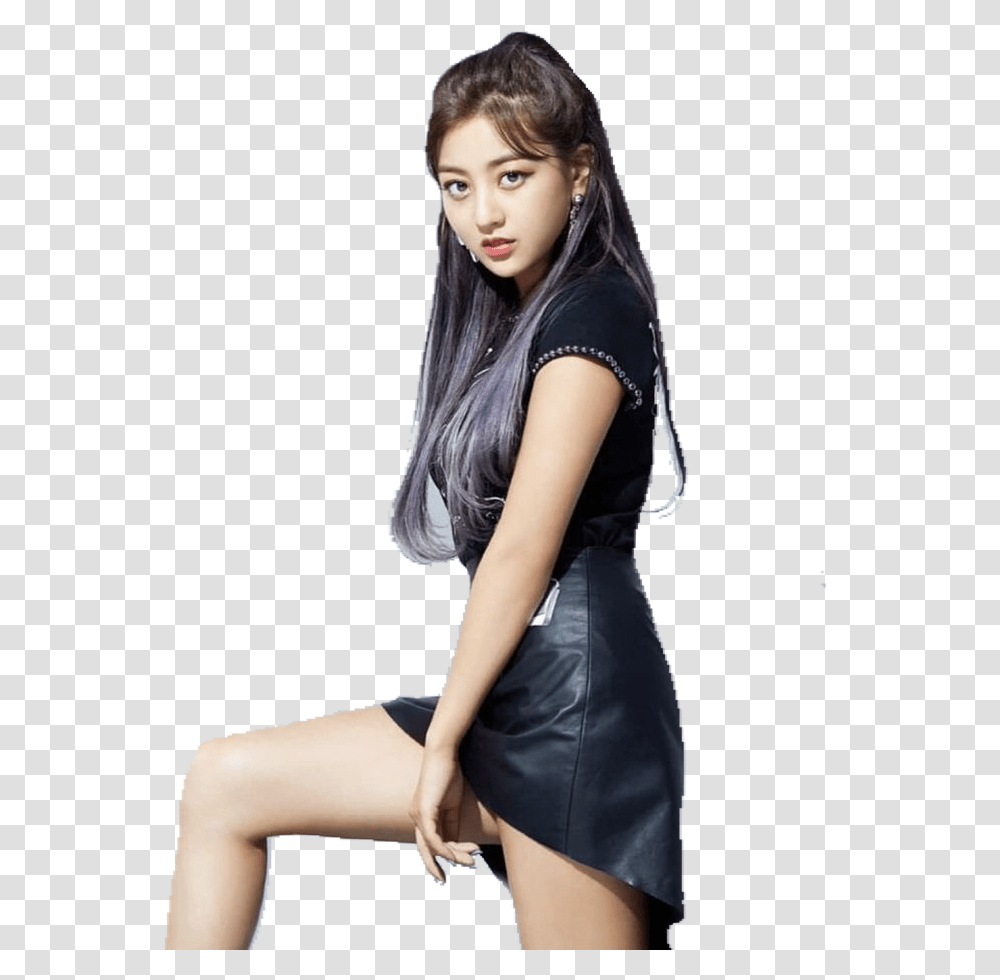 Twice Jihyo Photoshoot Posted By Sarah Thompson Sitting, Clothing, Dress, Female, Person Transparent Png