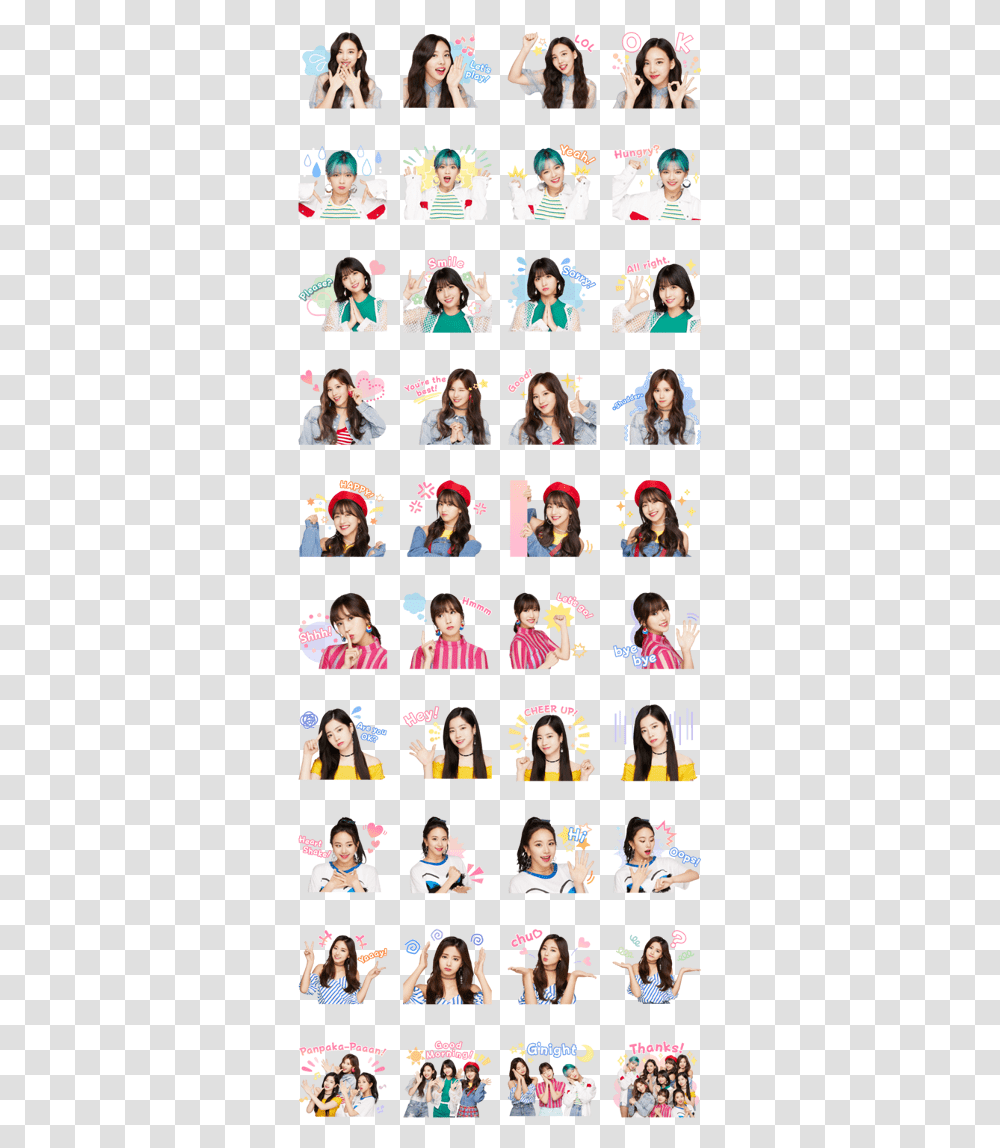 Twice Line Stickers, Photo Booth, Person, Human, Collage Transparent Png