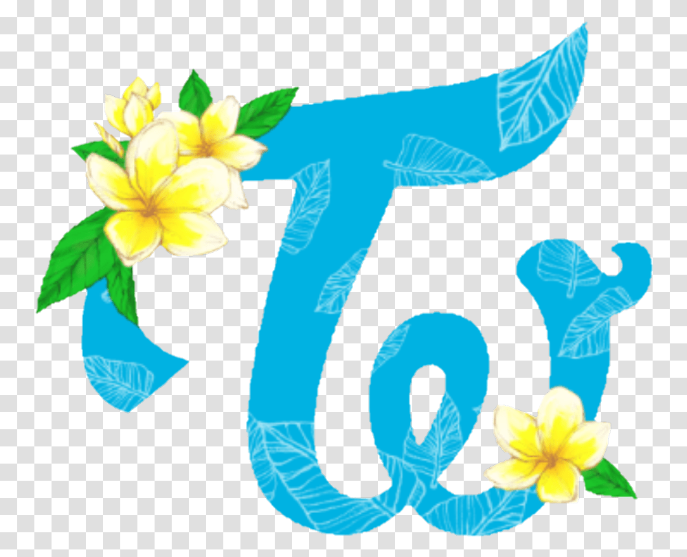 Twice Logo Hawaii Chaeyeong Dahyun Jeongyeon Twice Logo Blue, Alphabet, Flower, Plant Transparent Png