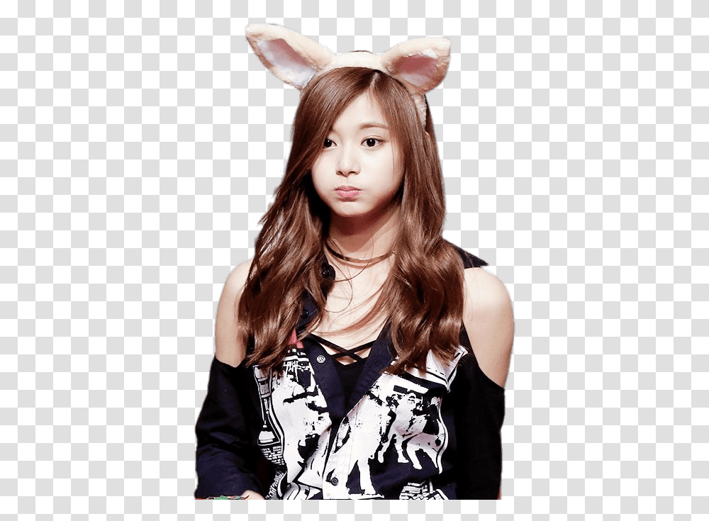 Twice Tzuyu Bunny Ears Twice Antes Do Debut, Face, Person, Female, Woman Transparent Png