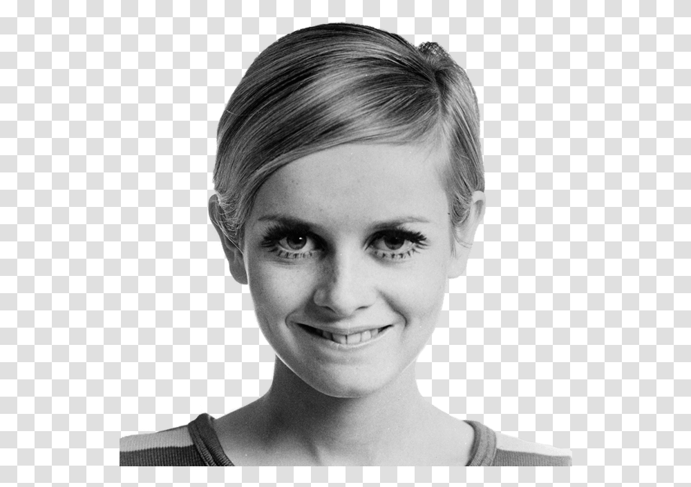 Twiggy Iconic Women Short Hair, Face, Person, Head, Smile Transparent Png