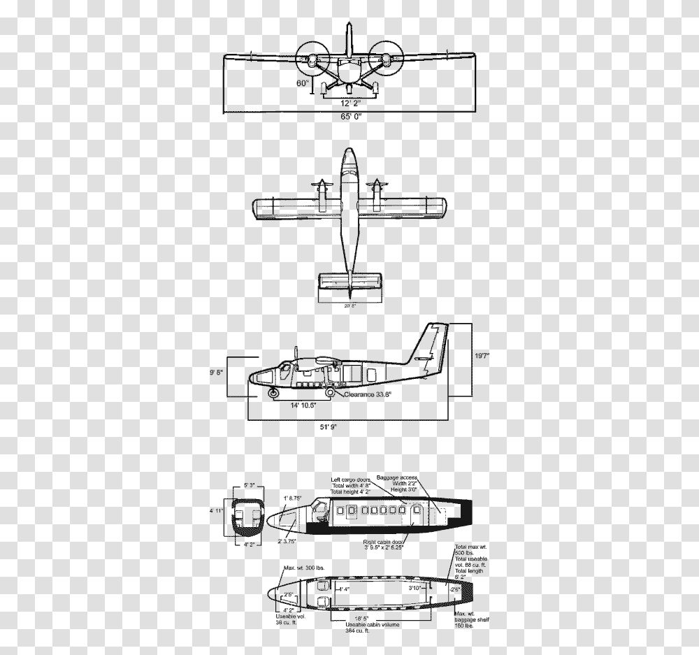 Twin Otter Schematics Dhc 6 Twin Otter Dimensions, Aircraft, Vehicle, Transportation, Airplane Transparent Png
