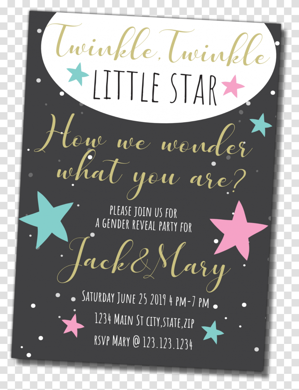 Twinkle Little Star Gender Reveal Party Invitation Party Supply, Poster, Advertisement, Flyer, Paper Transparent Png