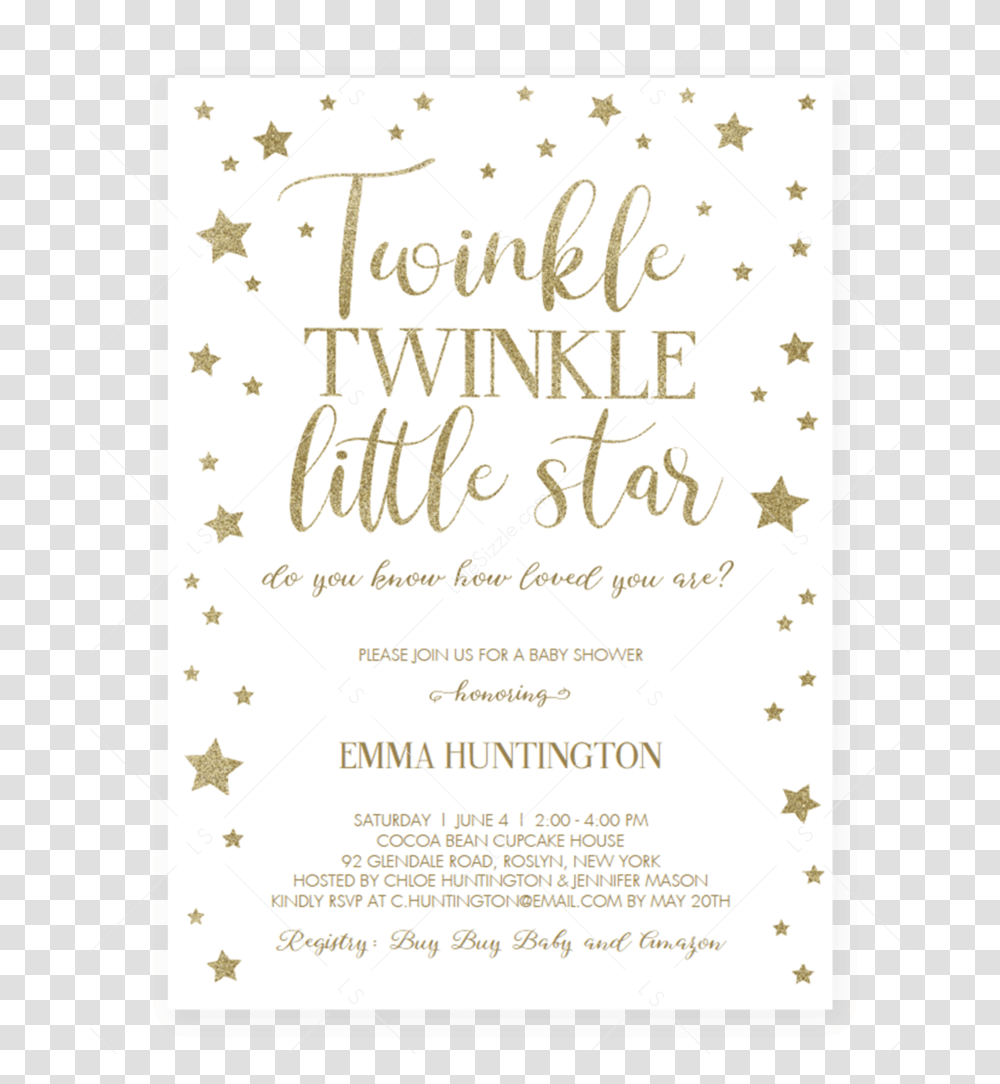 Twinkle Twinkle Little Star Baby Shower Invitation Paper, Flyer, Poster, Advertisement, Brochure Transparent Png
