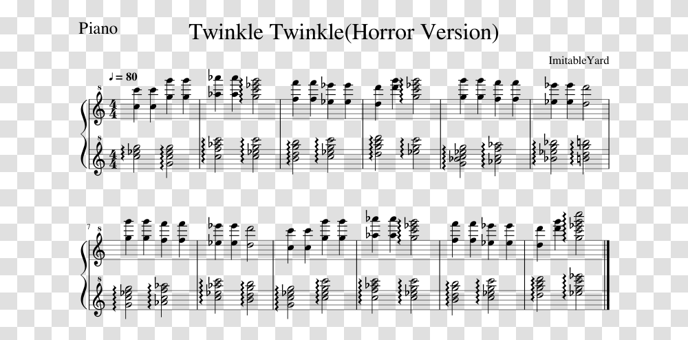 Twinkle Twinkle Little Star In Horror Version Notes, Gray, World Of Warcraft Transparent Png
